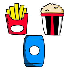 cinema snacks icon set