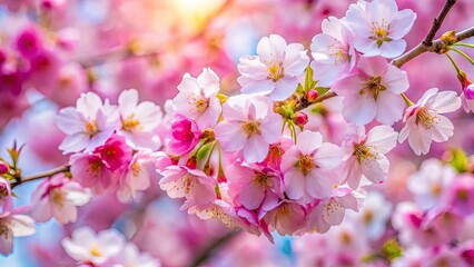 Obraz premium Stunning Cherry Blossom Photography: Sakura Flowers in Full Bloom, Spring Floral Background
