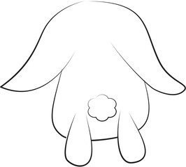 simple line drawing of a white rabbit with pink inner ears and a fluffy tail.