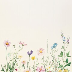 Pastel Watercolor Floral Border Design
