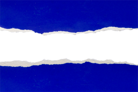 Blue ripped paper torn edges strips isolated on white background