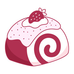 Vector illustration of a sweet pink roll cake