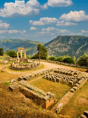 greece delphi temple of athena pronaia and tholos  ancient  Delphi, Greece
