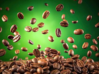 Surreal Flying Coffee Beans Animation Green Screen Background - VFX Stock Footage