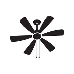 Obraz premium Ceiling fan clipart vector art and illustration Silhouette white background.
