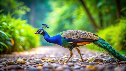 Tilt-Shift Peacock Gravel Path Nature Wildlife Bird Photography Miniature Scene