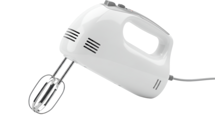 Isolated White Handheld Electric Mixer with Beaters