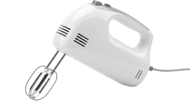 Isolated White Handheld Electric Mixer with Beaters