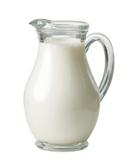 Creamy Milk in a Clear Glass Pitcher, PNG