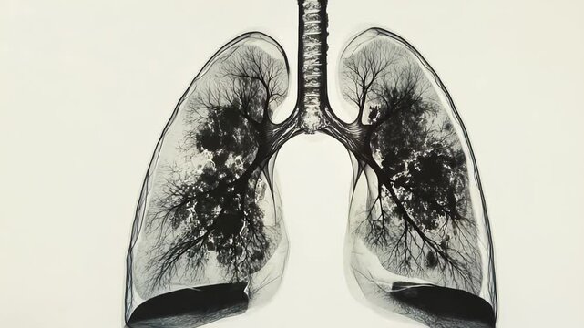 Tree-shaped bronchi in human lungs, health concept