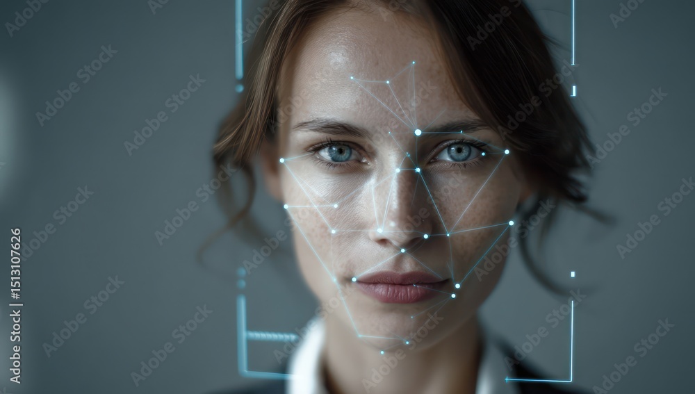Poster facial recognition technology powered by ai for secure access control and identity verification.