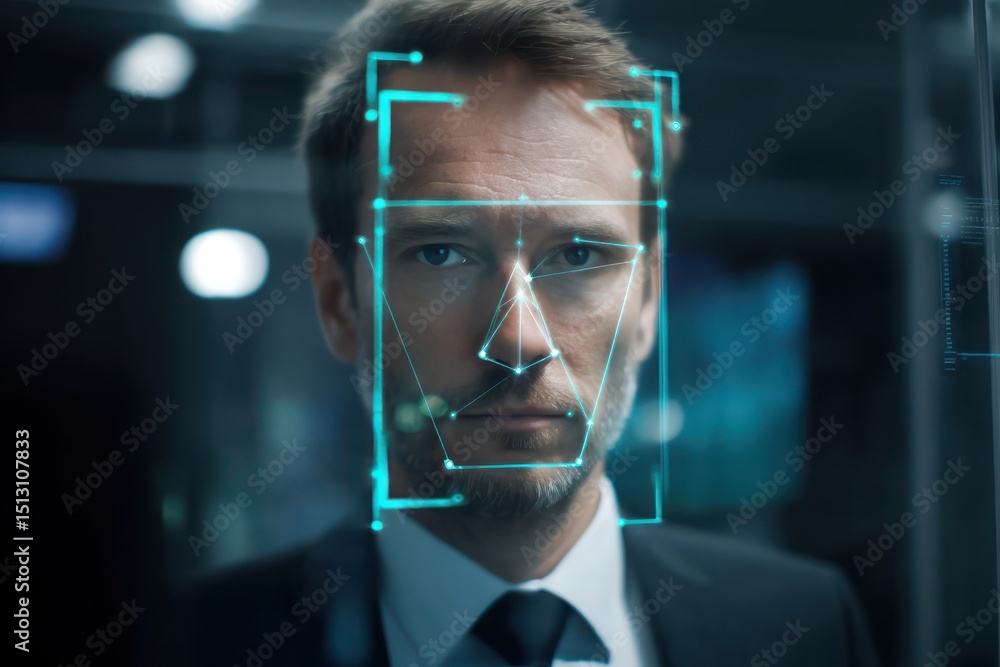 Poster ai technology ensuring secure access with facial recognition for identification and security.