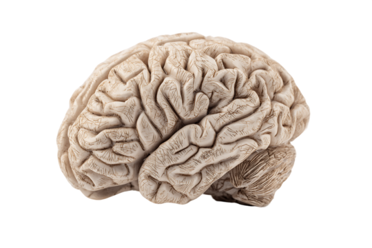 Detailed Anatomical Brain Model with Speckled Texture, PNG