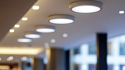 Close up of energy-efficient smart lighting systems for retail spaces using motion sensors, daylight harvesting, and LED technology to reduce electricity consumption and improve customer experience