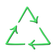 3d recycle arrow icon Recycling resources symbol Reuse of materials, zero waste, green environment, saving the planet