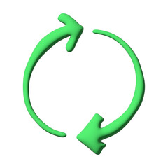 Obraz premium 3d recycle arrow icon Recycling resources symbol Reuse of materials, zero waste, green environment, saving the planet