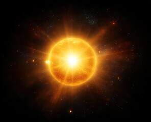 Bright Glowing Sun In Outer Space
