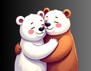 Obraz premium Cartoon Bear Couple in Love