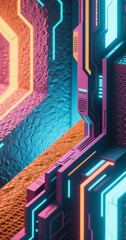 Abstract futuristic technology with neon glowing cyberpunk design
