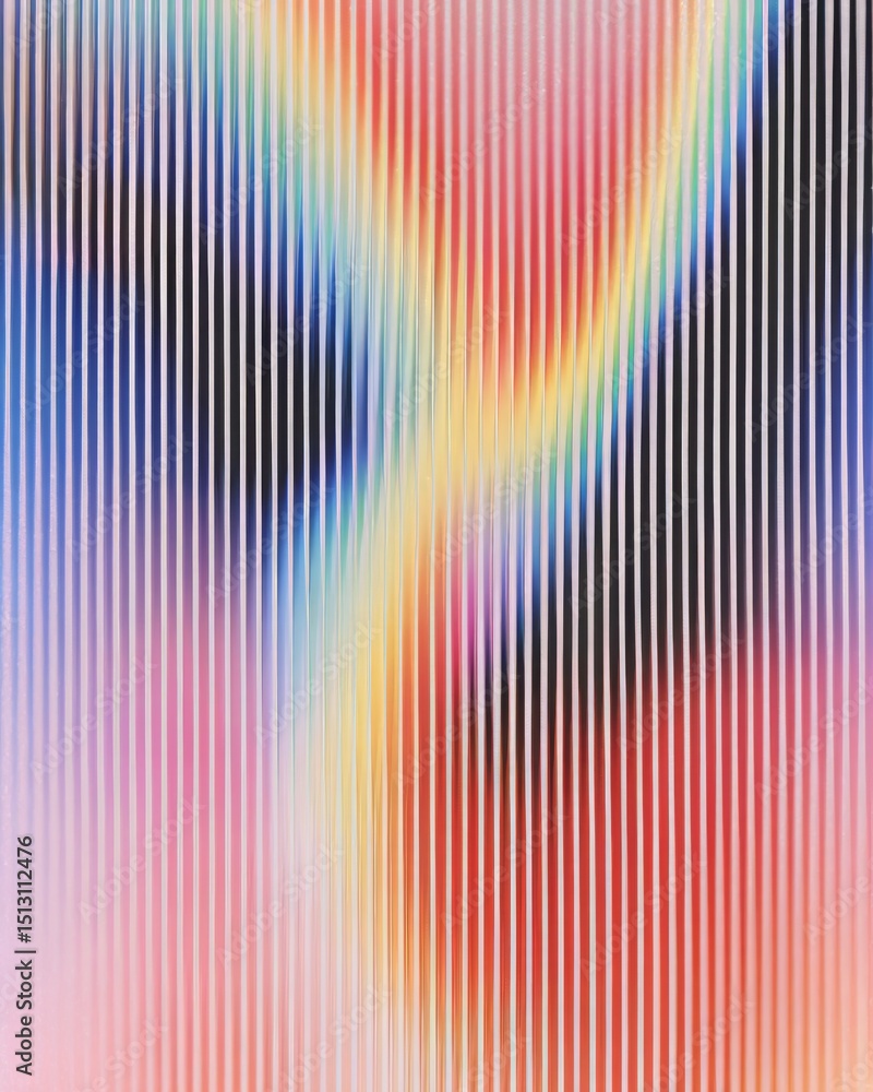 Poster vibrant abstract design with colorful stripes and gradients resembling waves in a contemporary art s