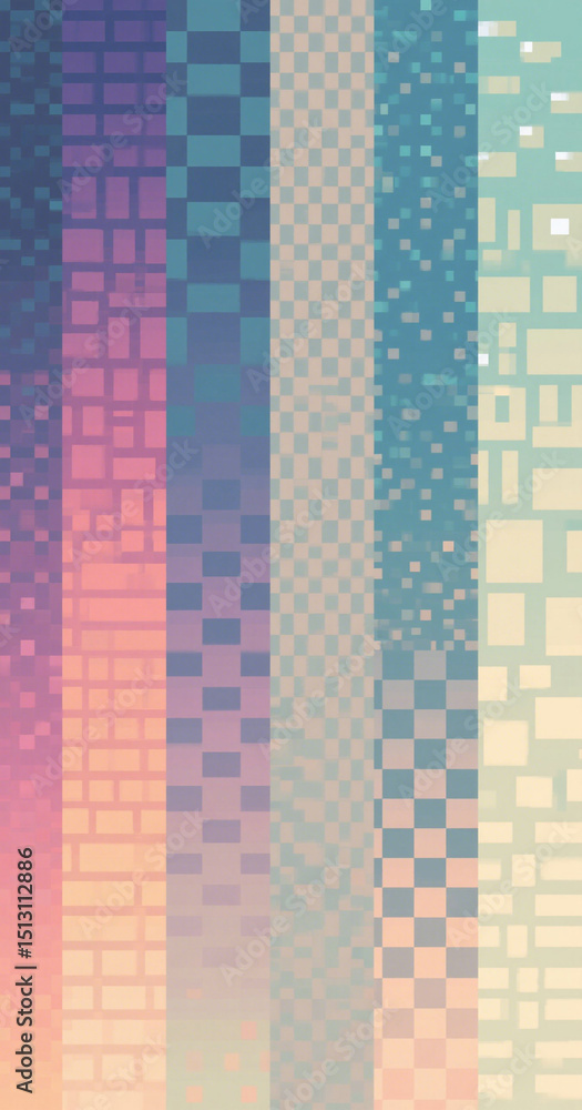 Poster abstract geometric pattern with pastel colors and pixelated design