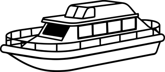 Water taxi black outline vector and illustration, coloring book page © Vector Visionary