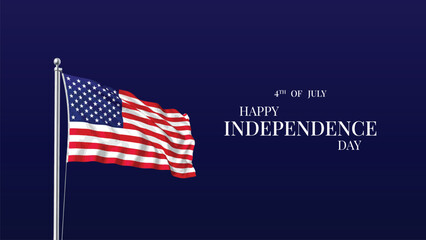 4th of July American Independence Day celebration background design template. Celebrate American independence day on 4th July. 4th of July independence day USA Flag waving vector design.