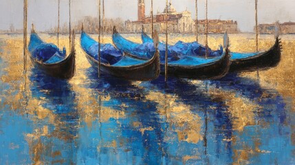 Gondolas on the shimmering waters of a Venetian canal during a serene afternoon in Italy