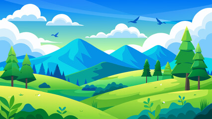 Naklejka premium landscape with mountains and blue sky