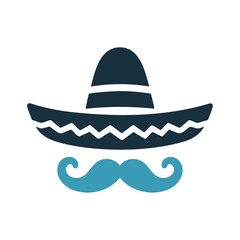 Sombrero hat with moustache icon design