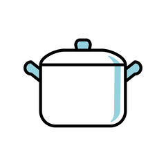シンプルな青色の両手鍋アイコン、家庭料理や調理シーンに使えるベクター素材｜鍋,両手鍋,スープ鍋,調理器具,ベクター,青