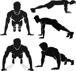 silhouette of a man push up