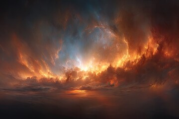 Fototapeta premium Fiery Cosmic Landscape