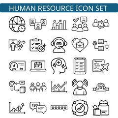 Human Resources Icon Set – Minimal Line Design