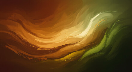 Abstract Brush Stroke Art in Brown and Green