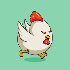 Cartoon Chicken Running Fast