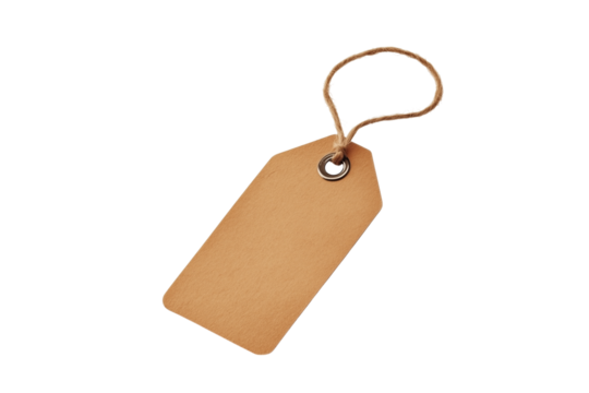 Blank price tag with string isolated on transparent background