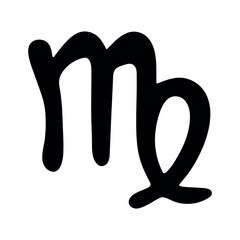 Hand drawn virgo zodiac sign Esoteric symbol doodle Astrology clipart Element for design