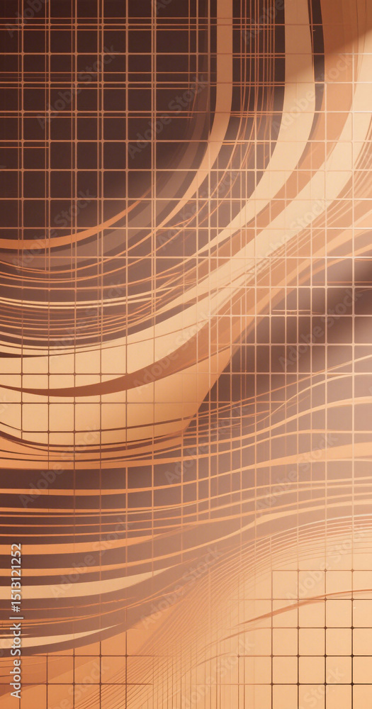 Poster abstract copper grid with curved lines background design element