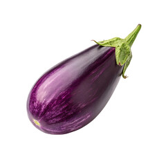 Single purple eggplant isolated on transparent background