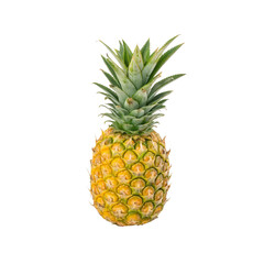 Single ripe pineapple isolated on transparent background