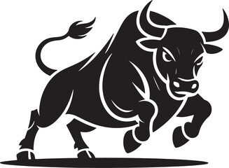  Bull angry silhouette vector