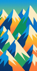 Abstract colorful geometric mountain range landscape illustration