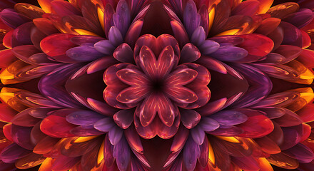Abstract Flower Pattern in Red Purple and Orange
