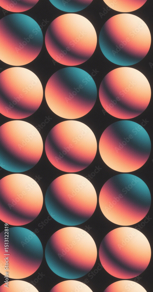 Poster abstract background with colorful spheres in a seamless pattern
