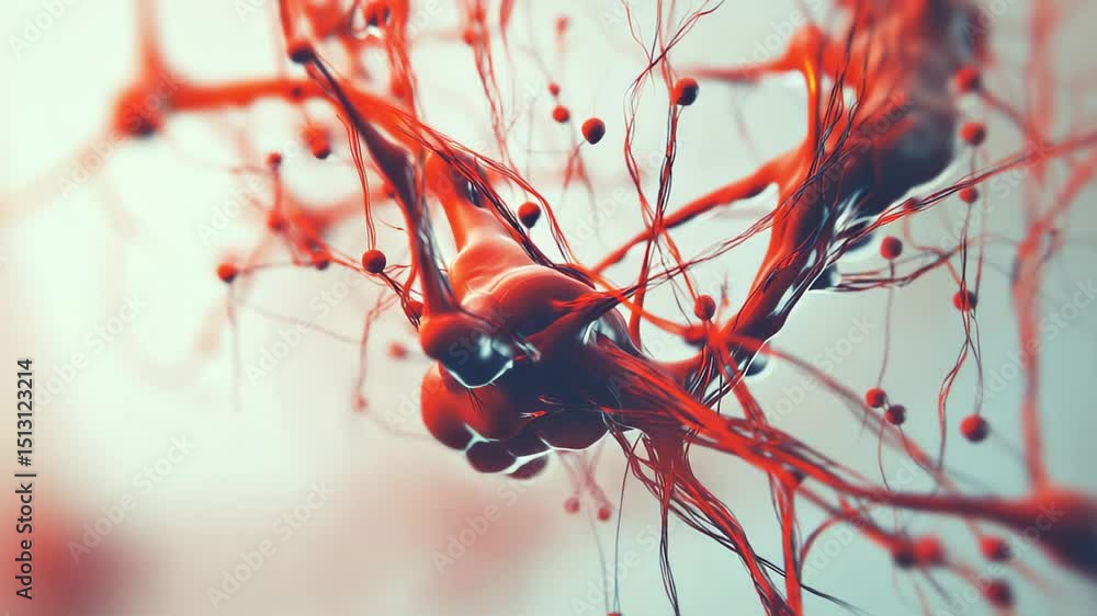 Aufkleber red neuronal synapses firing in abstract space.
