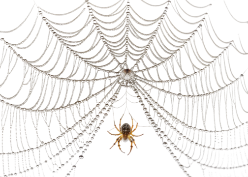Isolated Spider in Web Transparent PNG Image