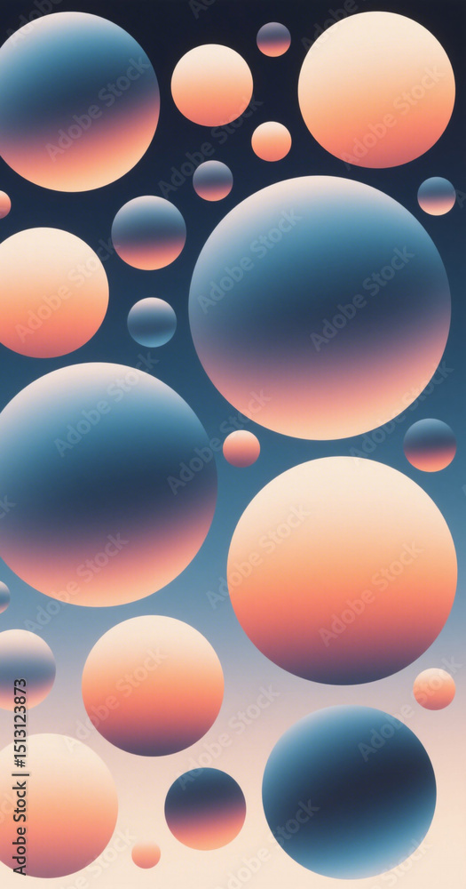 Poster abstract spheres with gradient colors in a modern design background