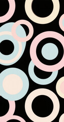 Abstract circles pattern in pastel colors on black background