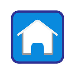 Obraz premium Home icon in blue square flat design